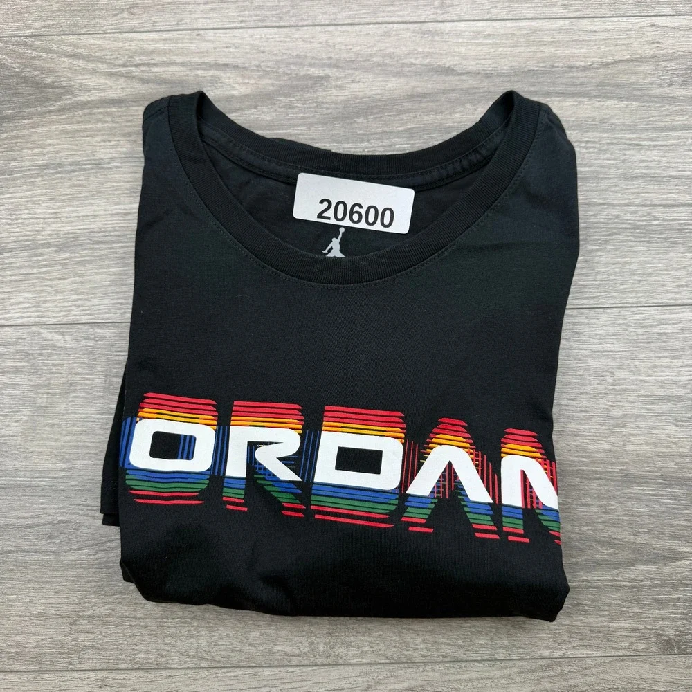 Air Jordan T Shirt Men XL Black Multicolor Layered Spellout Logo Streetwear AJ13